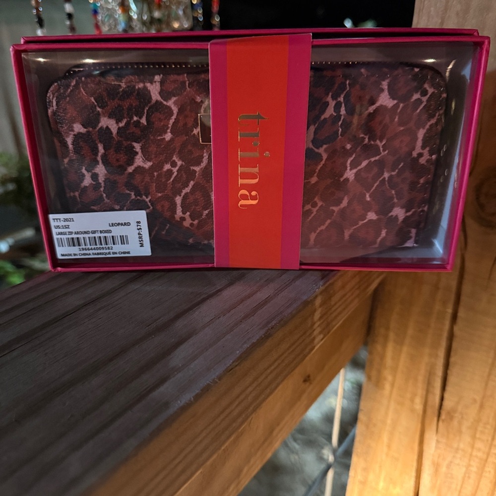 Trina Turk Leopard Print Wallet - large zip around new with tags in gift box.